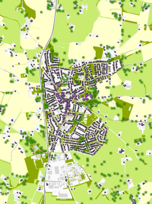 kaart groen en bebouwing